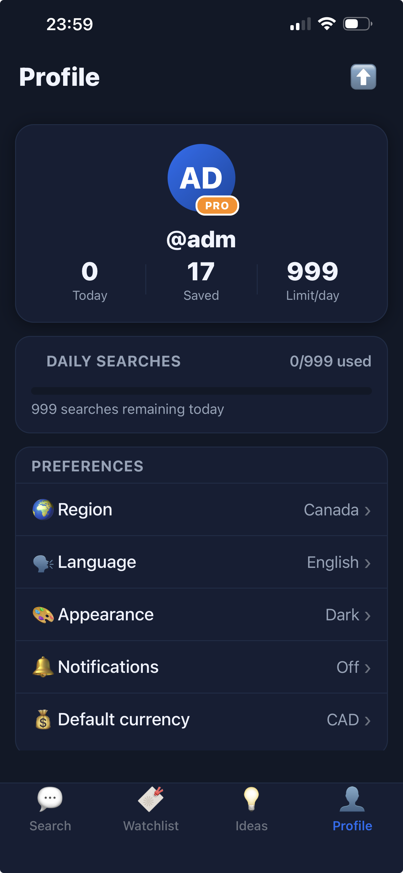 Jakilio profile dark mode